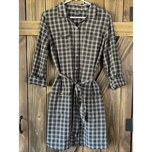 Banana Republic Plaid Dress Womens 4 Charcoal Grey Classic Preppy Mini